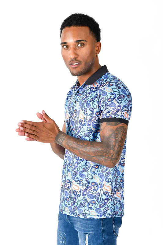 Floral Paisley Short Sleeve Polo Shirt