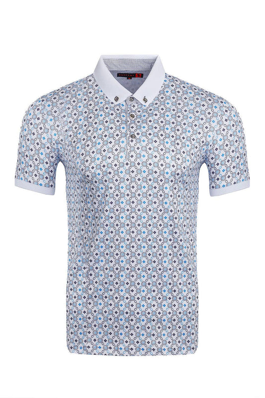 Circular Checkered Stretch Polo Shirts