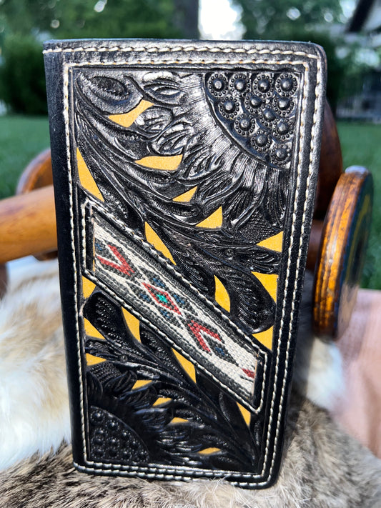 Sunflower tooled wallet