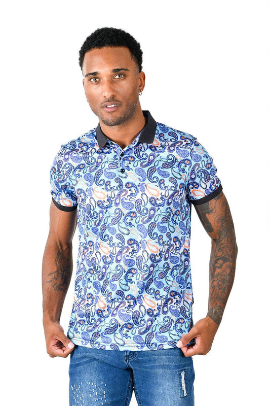 Floral Paisley Short Sleeve Polo Shirt