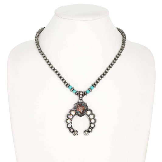 Sophia Collection - Western Turquoise Navajo Beaded Pendant Necklace