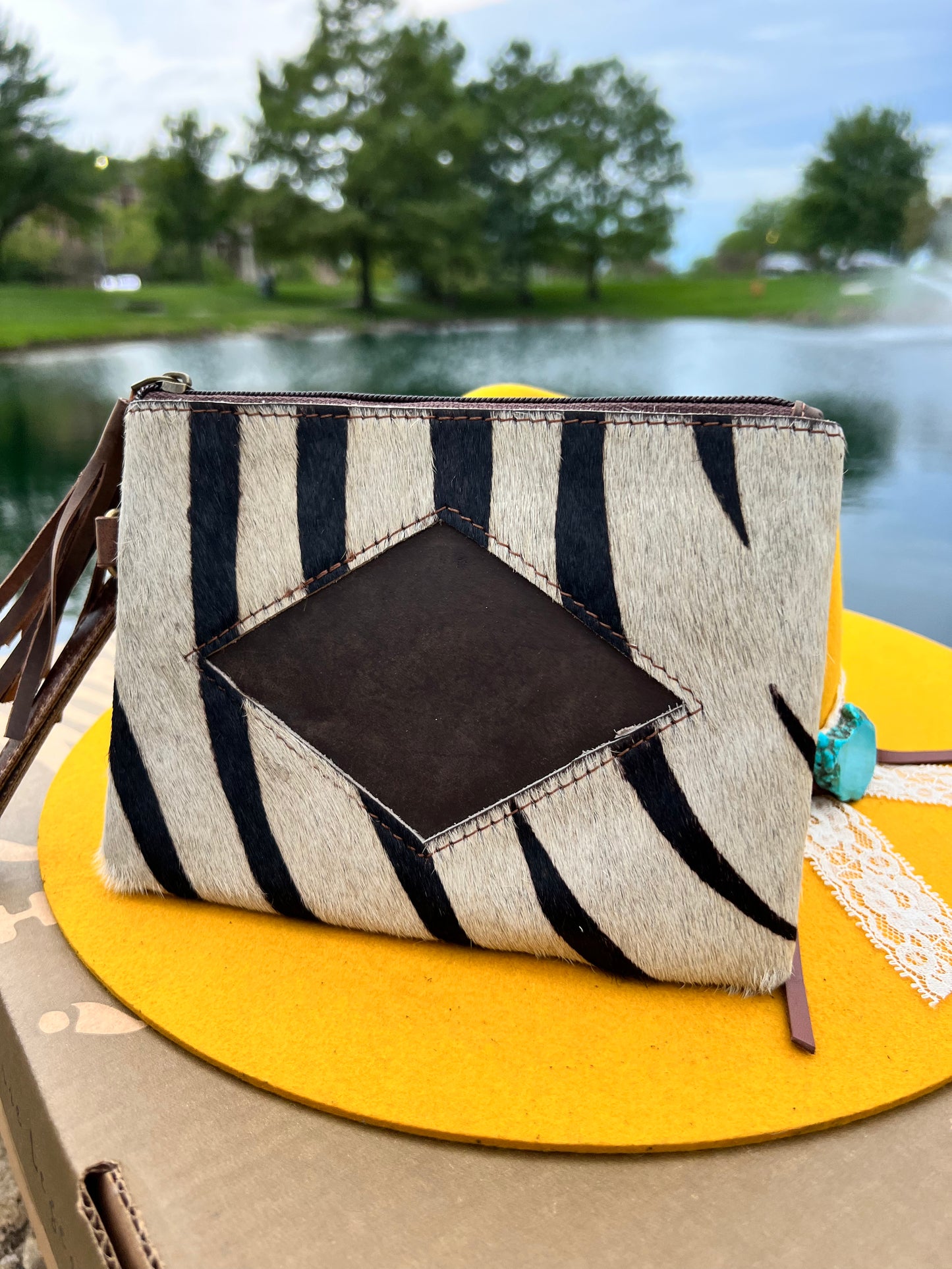 Zebra print wristlet